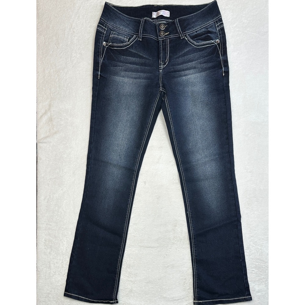 No Boundaries Women Bootcut Jeans Dark Wash Embroidered Sequin Size 11 NJ46B862U